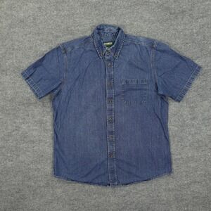 Outdoor Life Shirt Mens Large Blue Denim Short Sleeve Button Down Chest Pocket